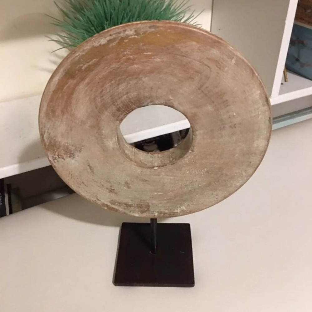 Round Carved Wood Sculpture - Picture 3 of 9